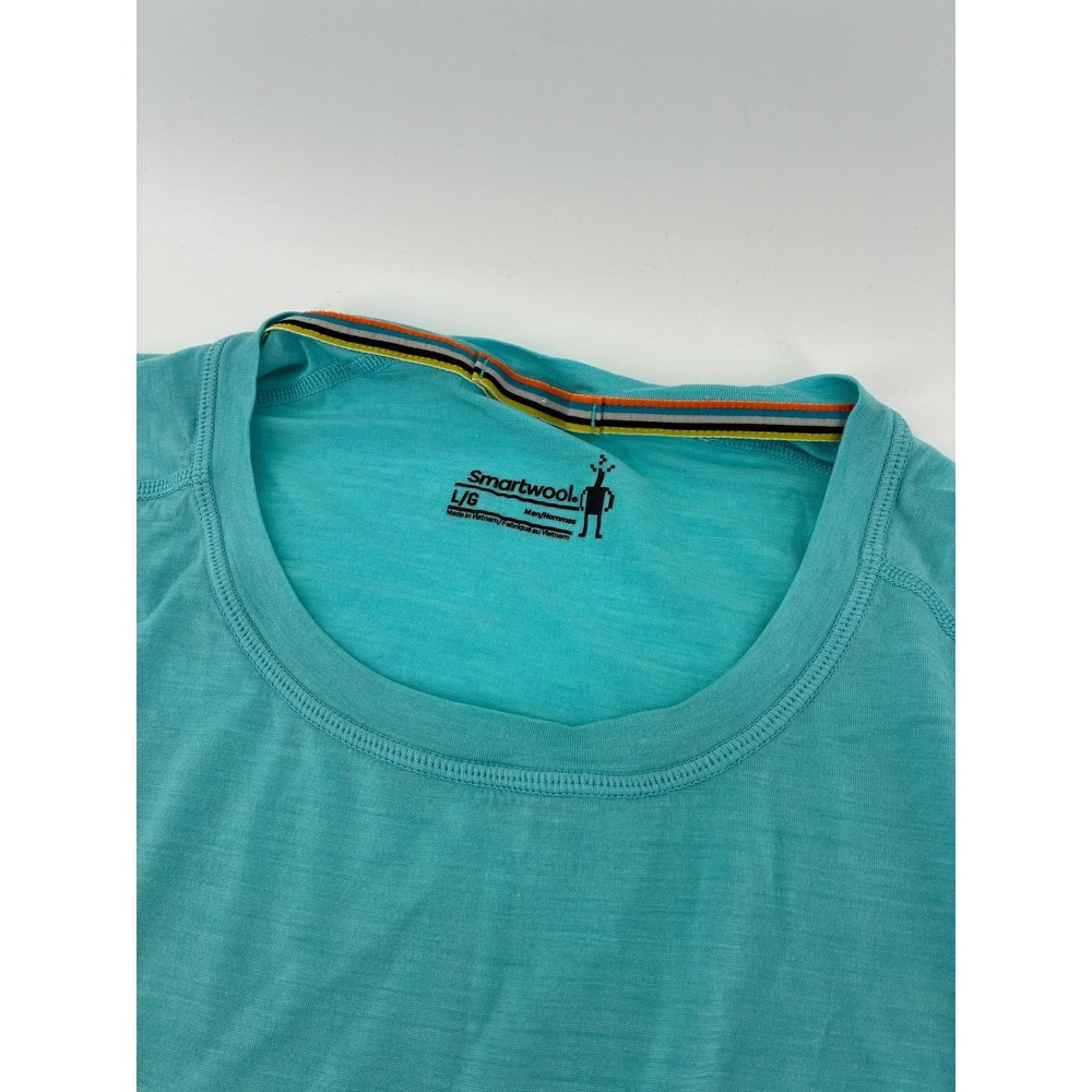 Smartwool Mens Merino Wool Blend Short Sleeve T-Shirt Teal Blue Size Large L